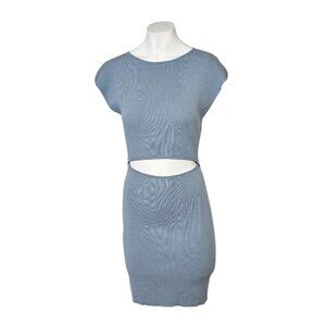 Aritzia Wilfred Free Cut Out Mini Dress, Ribbed, Bodycon, Blue, Stretch, Medium
